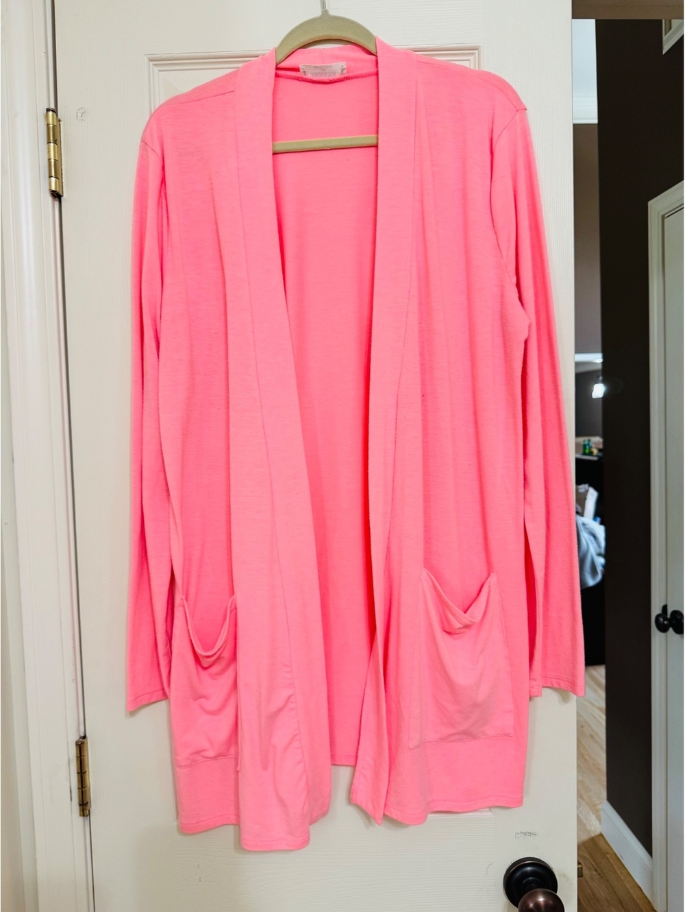 Zenana Pink Open Front Cardigan Sweater Size 1X